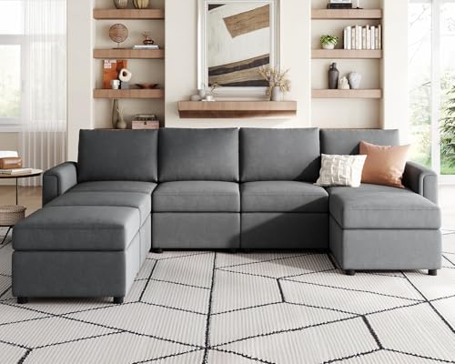 LINSY HOME Modular U Shaped Sectional Sofa with Storage, Blue M8981