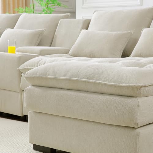 Oversized Modular Sectional Sofa with Movable Ottoman E909