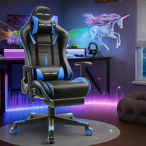 GTPLAYER Gaming Chair with Speakers and Footrest by GTRacing, Black M845420