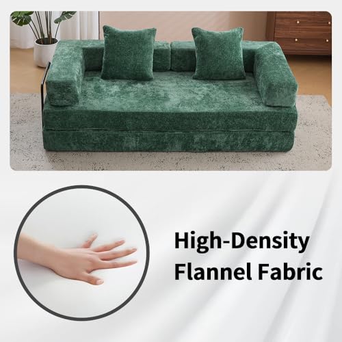 Corduroy Convertible Sleeper Sofa Bed with Pillow, Beige S401207