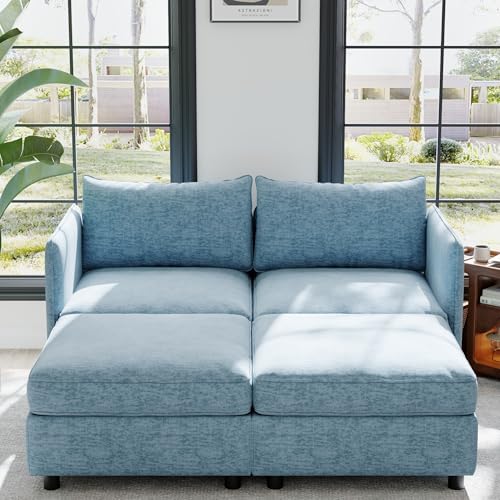 Oversized Modular Sectional Sofa with Movable Ottomans, U-Shaped Chenille J2923
