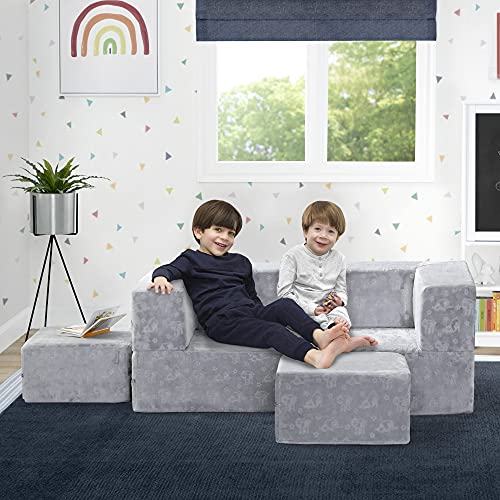 Delta Children Serta Perfect Sleeper Convertible Sofa & Play Set with 2 Ottomans, Grey O22117