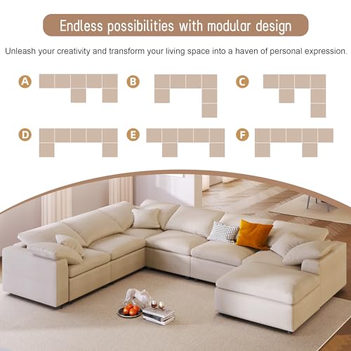 Oversized Modular Sectional Sofa with Movable Ottoman E909