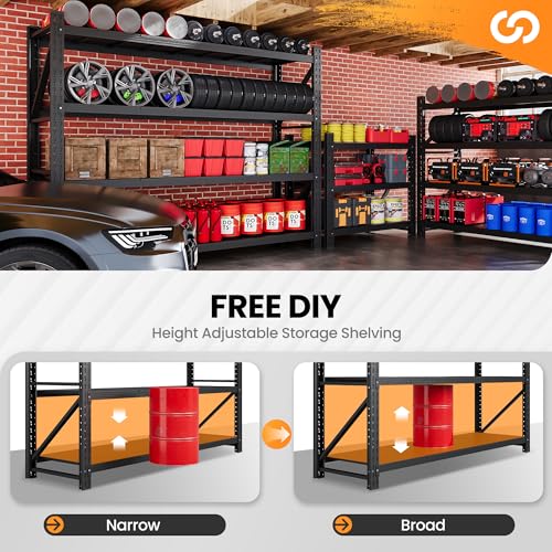 Heavy Duty Garage Shelving 4-Tier Steel Storage Rack, 7000LBS, Black V2195