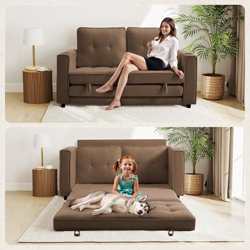 Loveseat Sleeper Sofa Bed Convertible Futon Couch Dark Blue Y2868