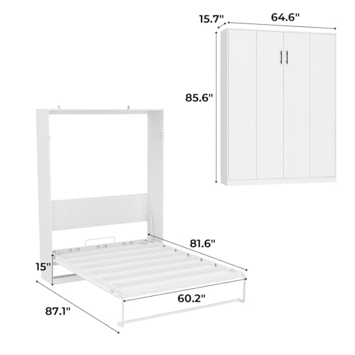 FAMAPY Twin Murphy Bed with Charging Station and Drawer, White R82352