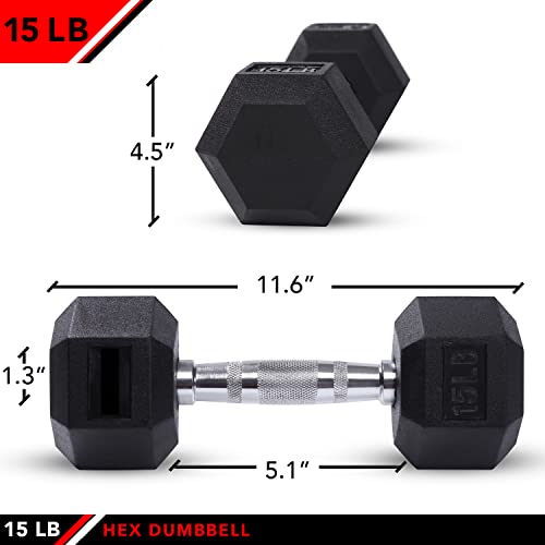 JFIT Rubber Hex Dumbbells for Strength Training Z15469