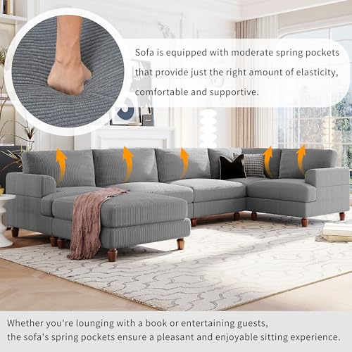 Oversized Modular Sectional Sofa with Movable Ottoman E909