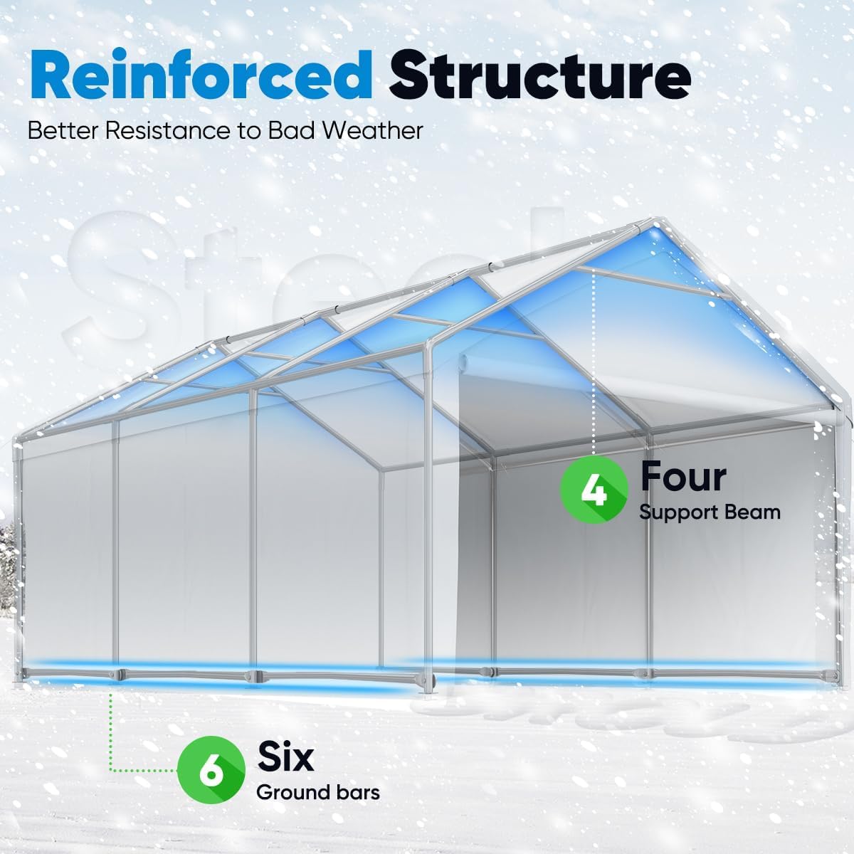 Quictent 13'x20' Heavy Duty Carport Galvanized Car Canopy Outdoor Boat Shelter - Silver Gray X40987