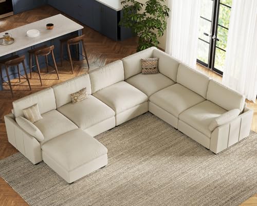 Belffin Extra Large Modular Sectional Sofa, 4-Seater L Shaped Velvet Couch, Black A1471
