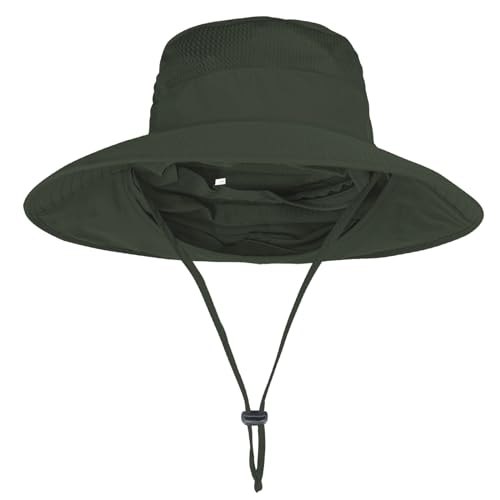 Men's Women's UPF 50+ Wide Brim Bucket Hat with Neck Flap W887