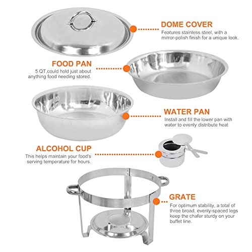 Upgraded 5 Qt Stainless Steel Chafing Dish Set of 2 with Food Pan and Lid H798792