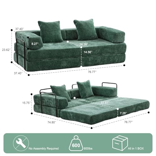 Corduroy Convertible Sleeper Sofa Bed with Pillow, Beige S401207