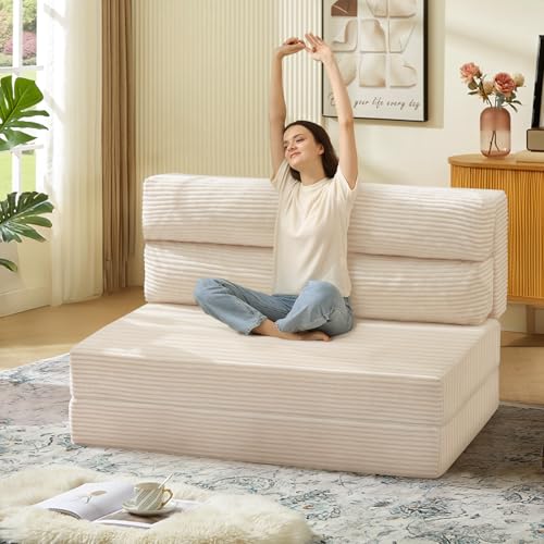Folding Sofa Bed Convertible Sleeper Chair with Pillow, Grey D49904