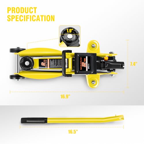 DNA MOTORING Floor Jack 3 Ton Low Profile Heavy Duty Hydraulic Car Jack, Black T11604