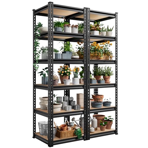 REIBII Storage Shelves 6 Tier Heavy Duty Metal Shelving, Adjustable, 2250LBS A7728
