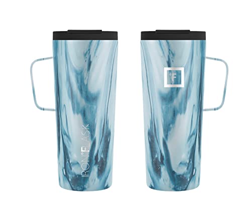 IRON °FLASK Grip Coffee Mug - Vacuum Insulated Stainless Steel, 16 Oz, Blue Waves K95456