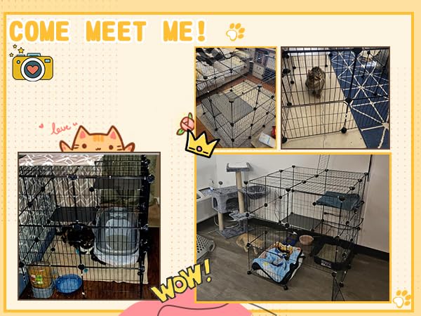 3-Tier Cat Cage Indoor Enclosure DIY Catio Detachable Metal Wire Kennel Large N50131