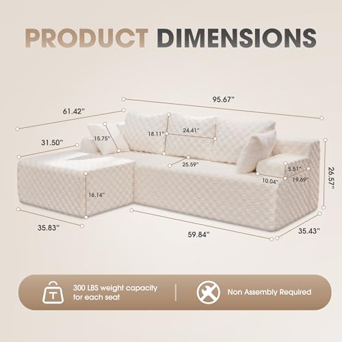 Modular Sectional Sofa L-Shape Couch with Oversized Chaise, Grey Stripe I49459