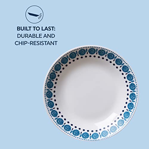 Corelle MilkGlass 4-Piece 8.5" Pasta Bowl Plate Set, Azure Medallion J73416