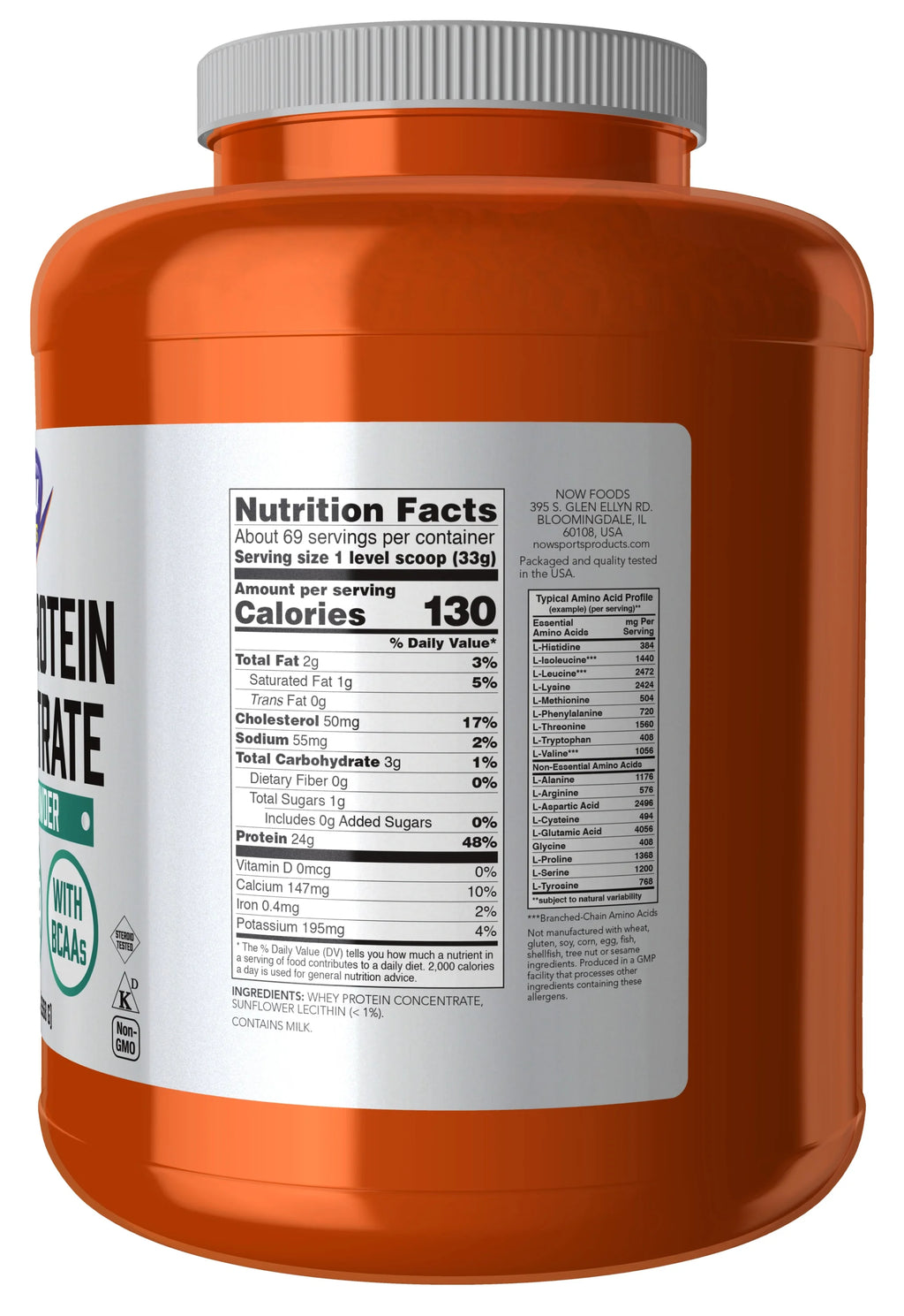NOW Sports Whey Protein Concentrate Unflavored Powder, 5 lb S7792