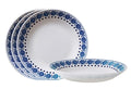 Corelle MilkGlass 4-Piece (23 Oz) 8.5" Pasta Bowl Plate Set, Higher Rimmed Glass Dinnerware For Pasta Salad Meal, Azure Medallion, 1 Count (Pack of 4)