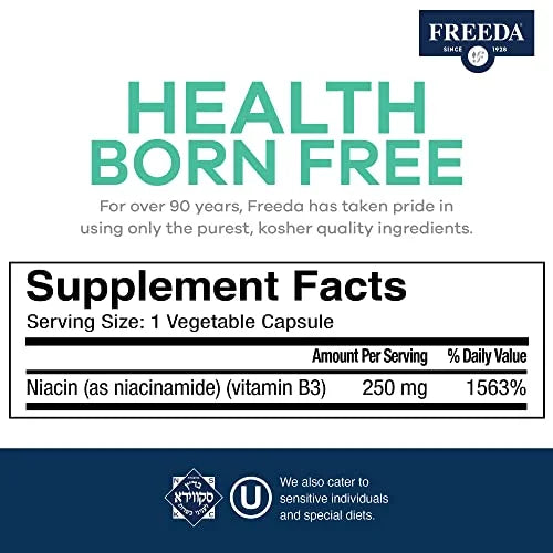 Freeda Niacinamide Vitamin B3 250 mg, 500 Capsules Z671
