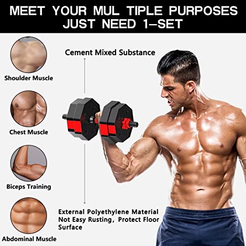 Adjustable Dumbbells Set, 20-80lbs Non-Rolling Hexagon for Home Gym W26355