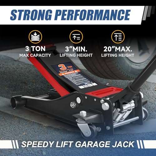 Auto Dynasty 4 Ton Low Profile Floor Jack, Heavy Duty Steel Hydraulic, Yellow B7990