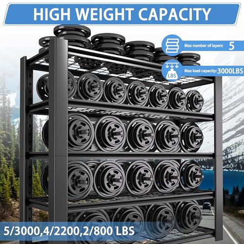 5-Tier Heavy Duty Garage Shelving Unit with Wire Shelves, 3000 LBS Capacity Metal Storage Rack F76801