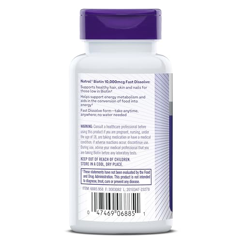 Natrol Beauty Biotin 10000mcg Dietary Supplement, 200 Tablets W487