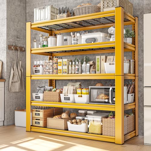 REIBII 3010LBS Storage Shelves 72" H Heavy Duty Metal 5 Tier Adjustable Shelving, Black B7978