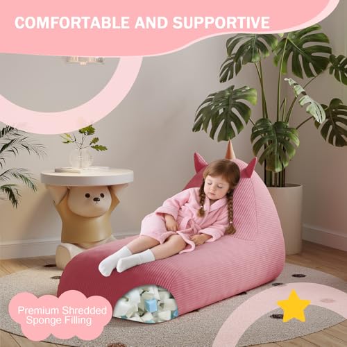 COMAX Unicorn Bean Bag Chair for Kids with Filler, Pink H562644