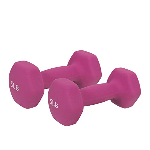 Sunny Health & Fitness Neoprene Coated Hex Shaped Dumbbell Non-Slip Fitness Weights for Home Gym Exercise, Full Body Workout Strength Building, Weight Loss, Sold in Pairs - Sizes - 2LB, 5LB, 8LB, 10LB