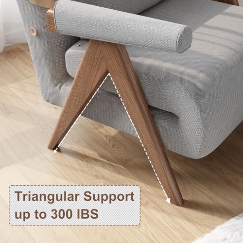 Residential Convertible Sofa Bed Chair 3-in-1 Adjustable Backrest Beige White D8743