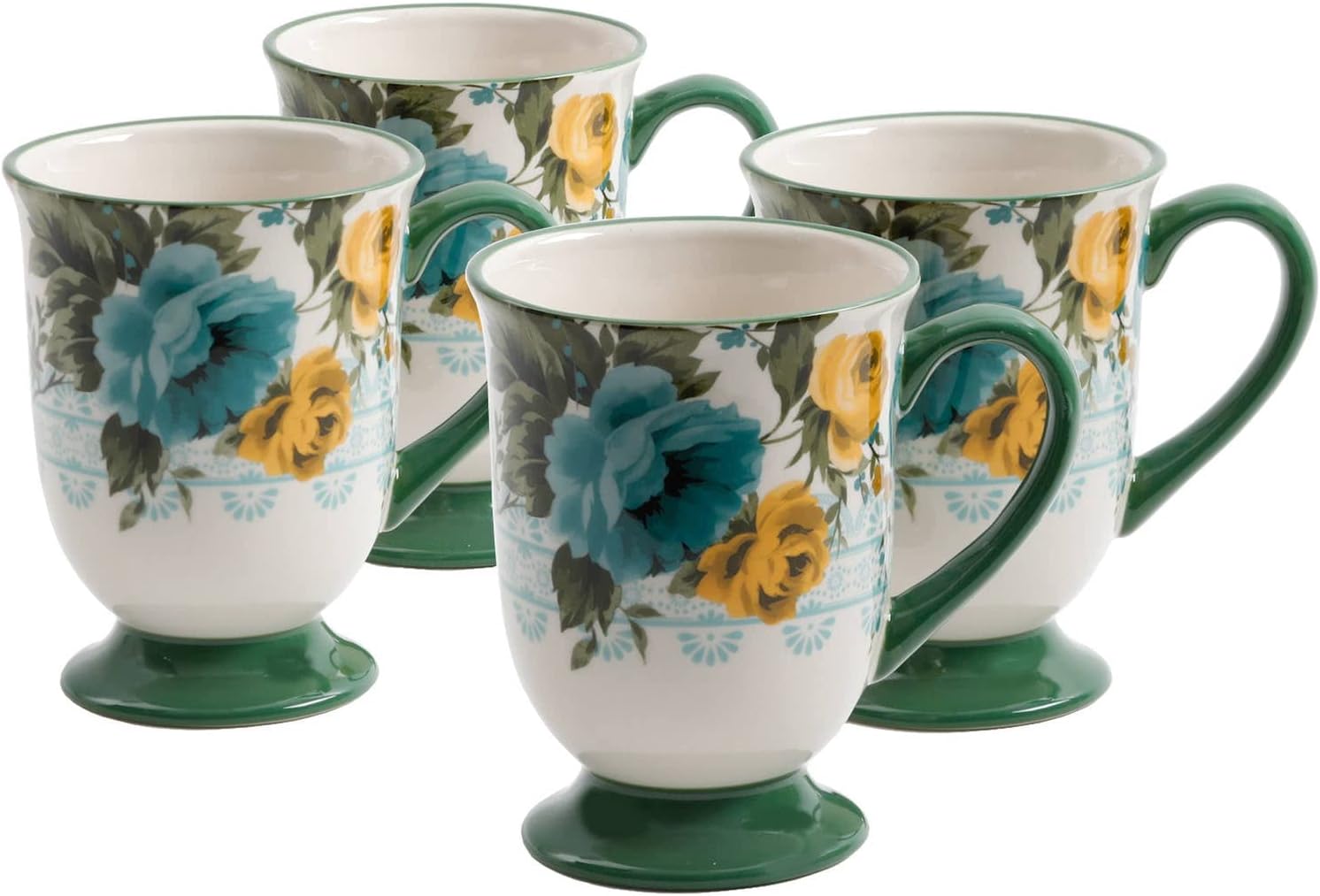 Pioneer Woman Rose Shadow 18-Ounce Latte Mug Set of 4 J157651