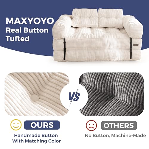MAXYOYO Folding Sofa Bed L-Shaped Convertible Sleeper Couch with Pillow, Dark Grey X9070