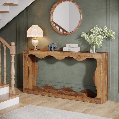 Tribesigns 63 Inches Farmhouse Console Table with Storage, Brown T384