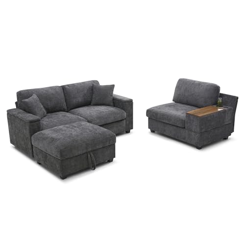 Oversized Modular Sectional Sofa with Movable Ottoman E909