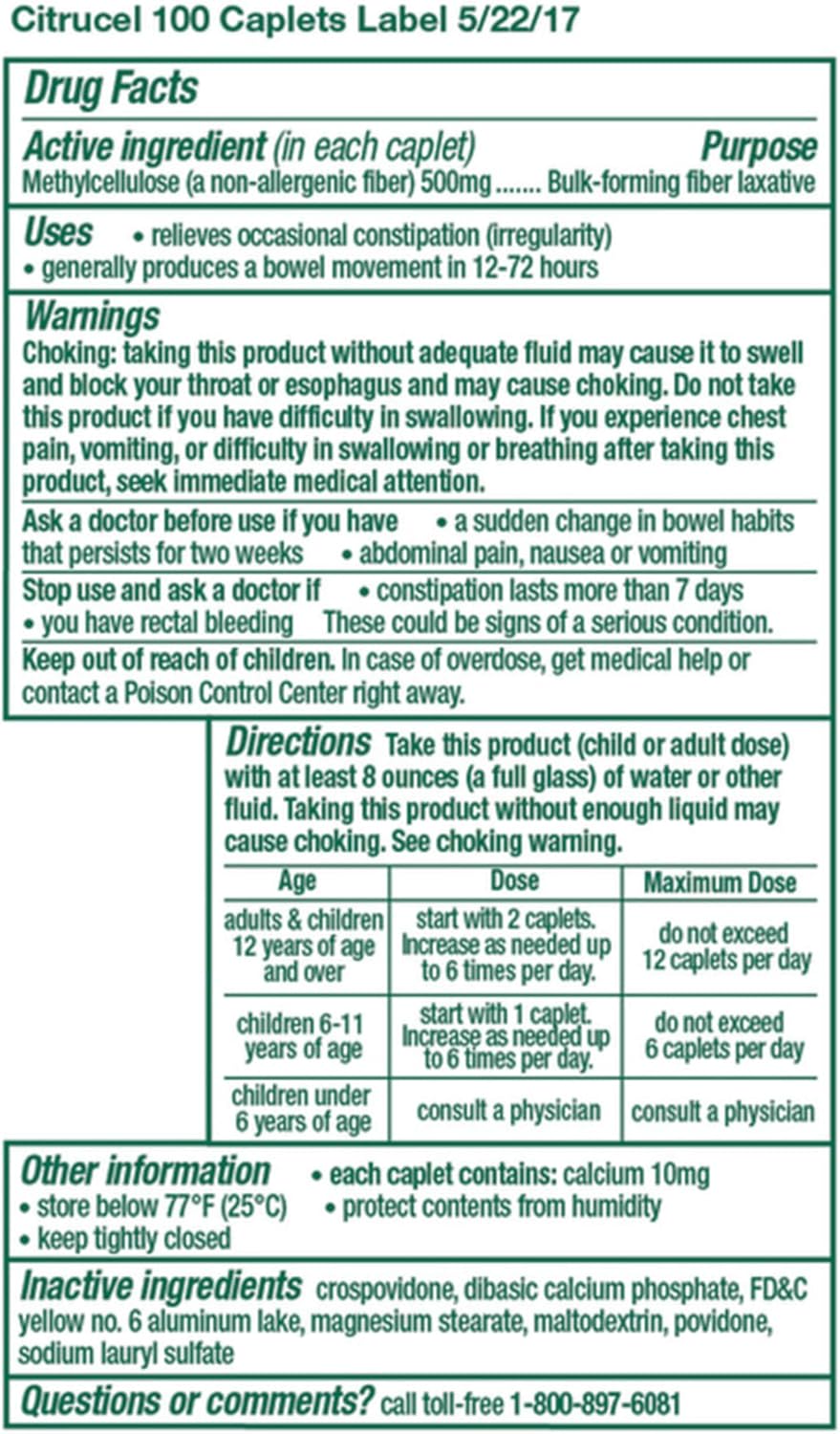 CITRUCEL Caplets Fiber Therapy for Occasional Constipation Relief, 100 Count (Pack of 2) F296