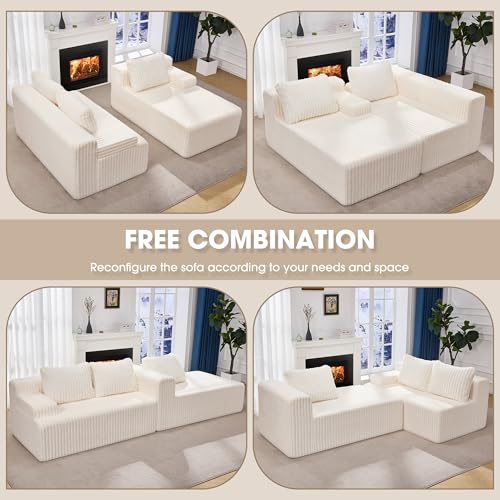 Modular Sectional Sofa L-Shape Couch with Oversized Chaise, Grey Stripe I49459