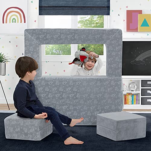 Delta Children Serta Perfect Sleeper Convertible Sofa & Play Set with 2 Ottomans, Grey O22117