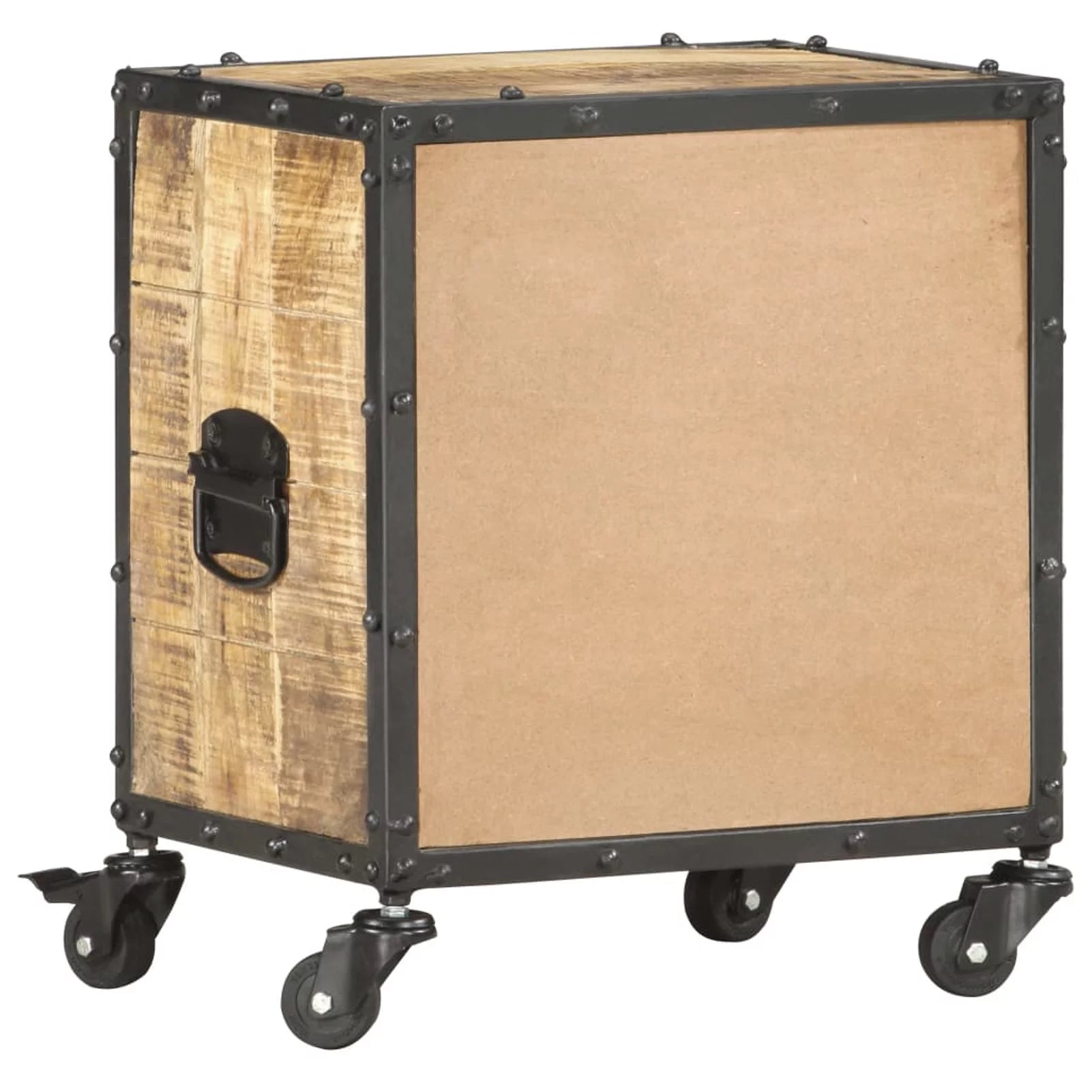 Anself Bedside Cabinet with 2 Drawers and Wheels, Mango Wood Nightstand L250649