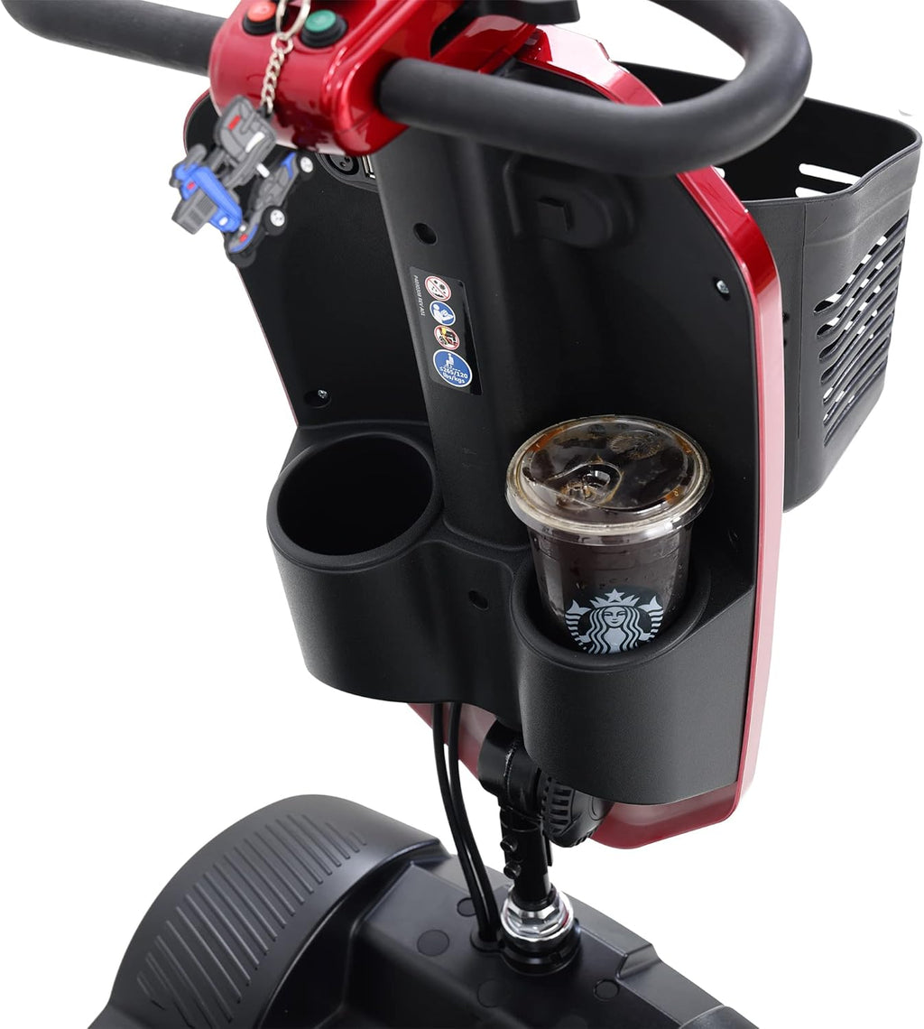 Electric Mobility Scooter for Seniors Adults 4-Wheel Folding Travel Scooter with Extended Battery and Basket, Red G8869