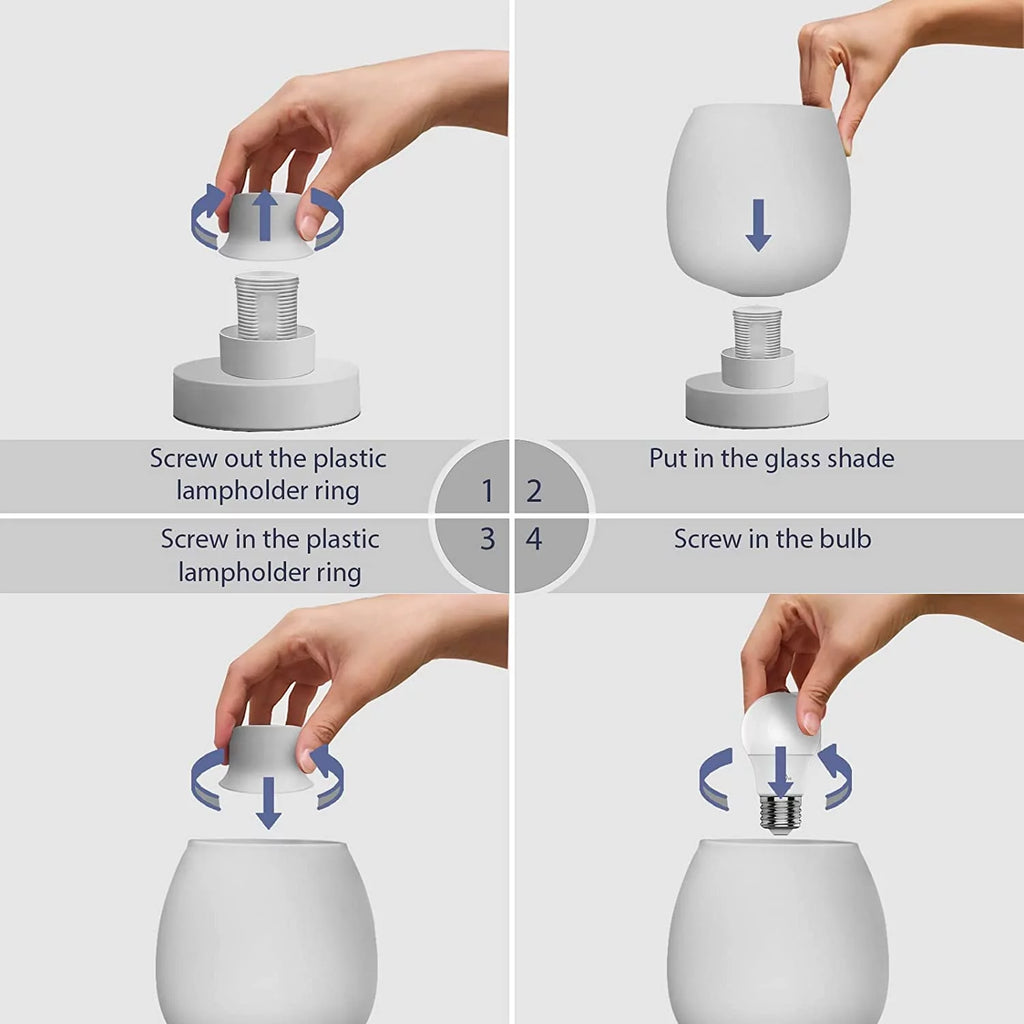 Touch Control Bedside Lamp with Glass Shade, 3-Way Dimmable J488501