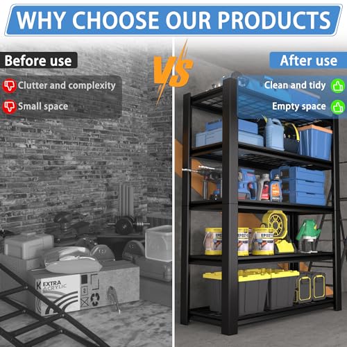 5-Tier Heavy Duty Garage Shelving Unit with Wire Shelves, 3000 LBS Capacity Metal Storage Rack V361