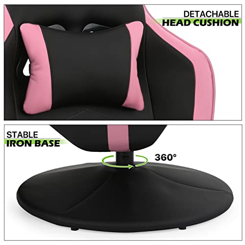 Magshion 360° Swivel Gaming Recliner Chair, Ergonomic PU Leather, Grey G328110
