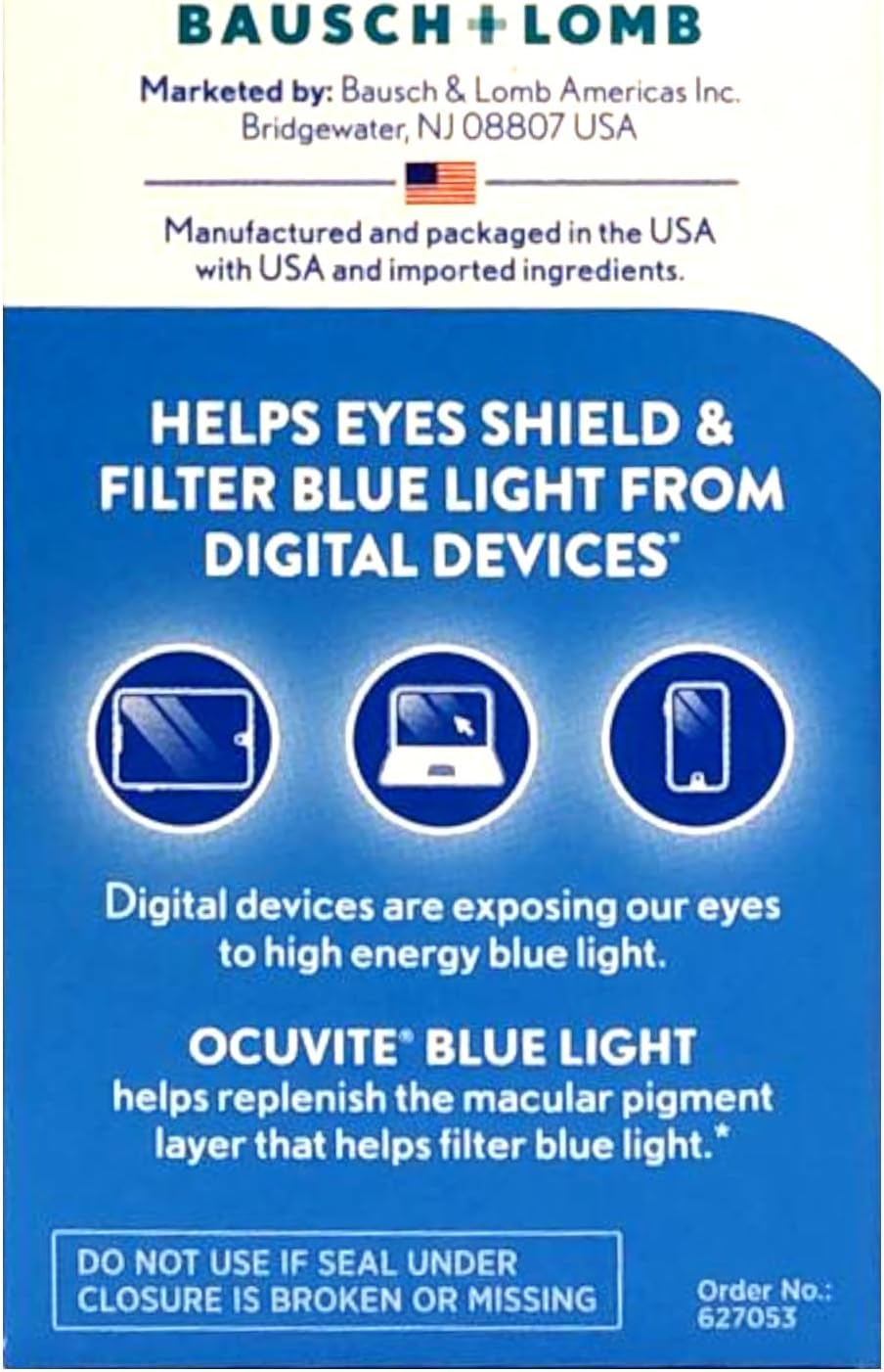 Bausch + Lomb Ocuvite Blue Light Lutein & Zeaxanthin Supplement, 30 Softgels, Pack of 2 I881961