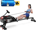 pooboo rowing machine, Max 350 LBS Magnetic Rower with LCD Monitor, Tablet Holder, Upgraded Rowing machines for home use
