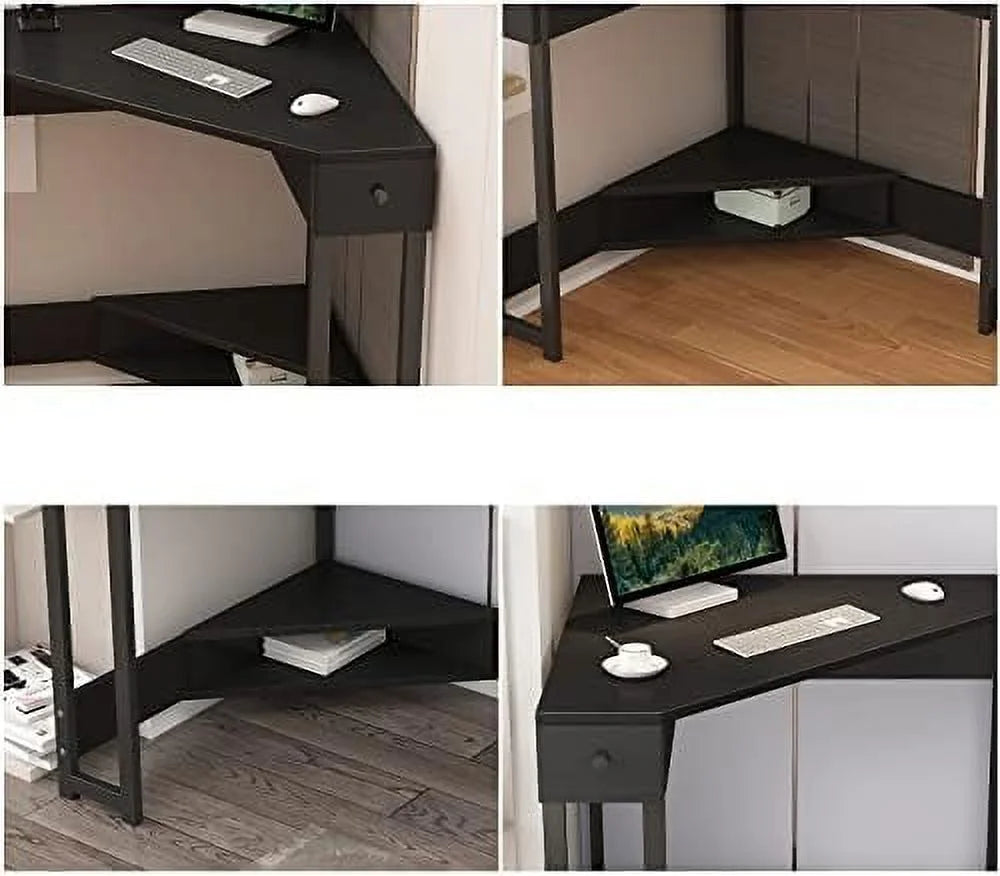 YZboomLife Corner Desk 31.5 Inch Triangle Computer Desk with Drawer for Small Space E19837